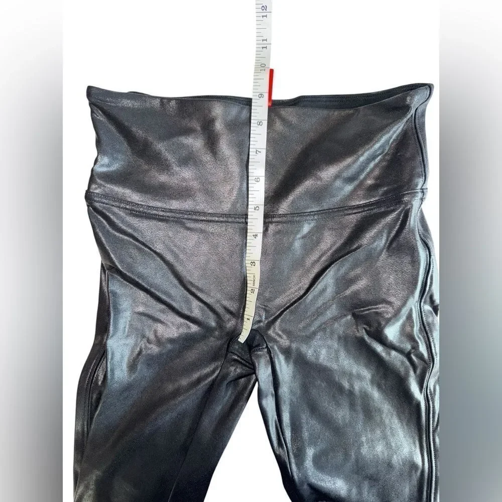SPANX Black Faux Leather Leggings Women’s Size Small Regular Inseam